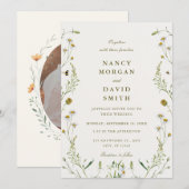 Invitation Wildflower Rustic Sage Green Photo Wedding  (Devant / Derrière)