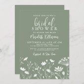 Invitation Wildflower Sage Green Bridal Shower (Devant / Derrière)