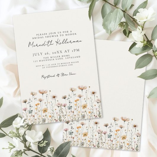 Invitation Wildflower Simple Floral Bridal Shower