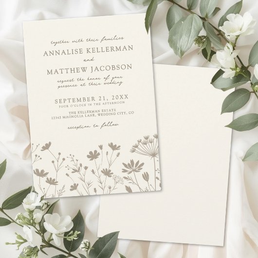 Invitation Wildflower Simple Minimalist Floral Wedding