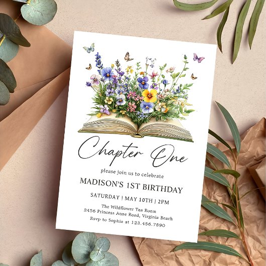 Invitation Wildflower Storybook Chapter One First Birthday