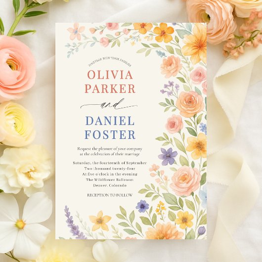 Invitation Wildflower Watercolor Floral Wedding