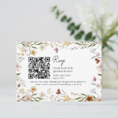Invitation Wildflower Wedding QR RSVP Enclosure Card (Debout devant)