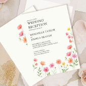 Invitation Wildflower Wedding Reception Pink Orange Floral
