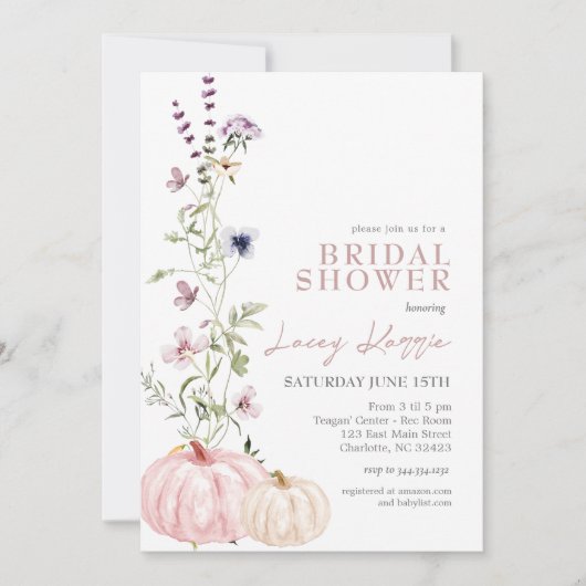 Invitation WildflowerInvitation de douche nuptiale, Citrouill (Devant)