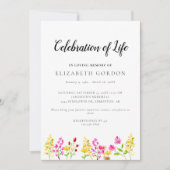 Invitation Wildflowers Celebration of Life Funeral Memorial (Devant)