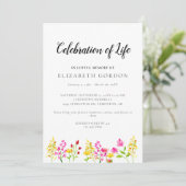 Invitation Wildflowers Celebration of Life Funeral Memorial (Debout devant)