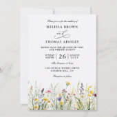 Invitation Wildflowers Elegant Modern Budget QR Code Wedding (Devant)