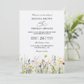 Invitation Wildflowers Elegant Modern Budget QR Code Wedding (Debout devant)