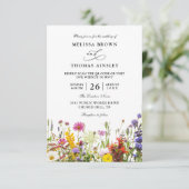 Invitation Wildflowers Elegant Modern Budget QR Code Wedding (Debout devant)