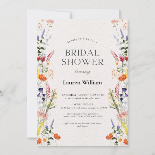 Invitation wildflowers Floral Bridal Tea Fiesta Brunch Ducha (Devant)