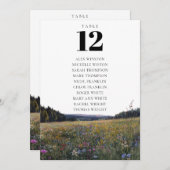 Invitation Wildflowers Floral Table Number Seating Chart (Devant / Derrière)
