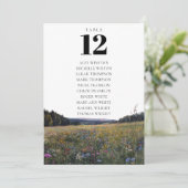 Invitation Wildflowers Floral Table Number Seating Chart (Debout devant)