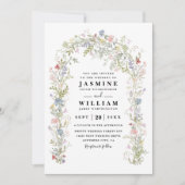 Invitation Wildflowers Garden Arch Rustic QR Code Wedding (Devant)