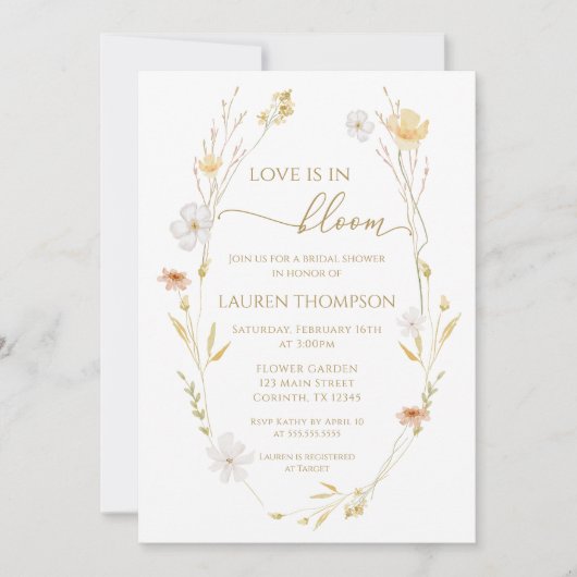 Invitation Wildflowers Love is in bloom Bridal Shower (Devant)