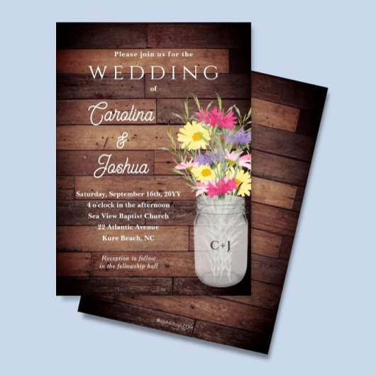Invitation Wildflowers Mason Jar Spring Garden Wedding