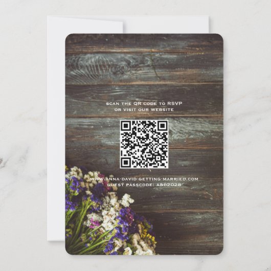 Invitation Wildflowers on Wood String Lights Rustic Wedding (Dos)