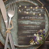 Invitation Wildflowers on Wood String Lights Rustic Wedding