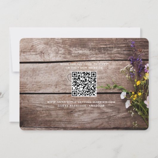 Invitation Wildflowers on Wood String Lights Rustic Wedding (Dos)