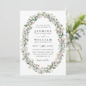 Invitation Wildflowers Oval Floral Wreath QR Code Wedding (Debout devant)