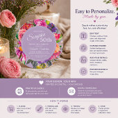 Invitation Wildflowers Purple Pink 50th Birthday