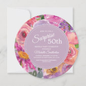 Invitation Wildflowers Purple Pink 50th Birthday (Devant)