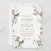 Invitation Wildflowers Rustic Elegant Modern QR Code Wedding (Devant)