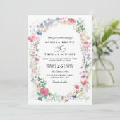 Invitation Wildflowers Rustic Elegant Modern QR Code Wedding (Debout devant)