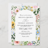 Invitation Wildflowers Rustic Elegant Modern QR Code Wedding (Devant)