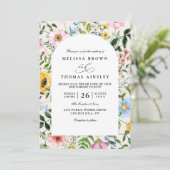 Invitation Wildflowers Rustic Elegant Modern QR Code Wedding (Debout devant)