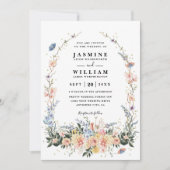 Invitation Wildflowers Rustic Spring Dusty QR Code Wedding (Devant)