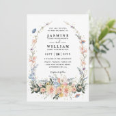 Invitation Wildflowers Rustic Spring Dusty QR Code Wedding (Debout devant)