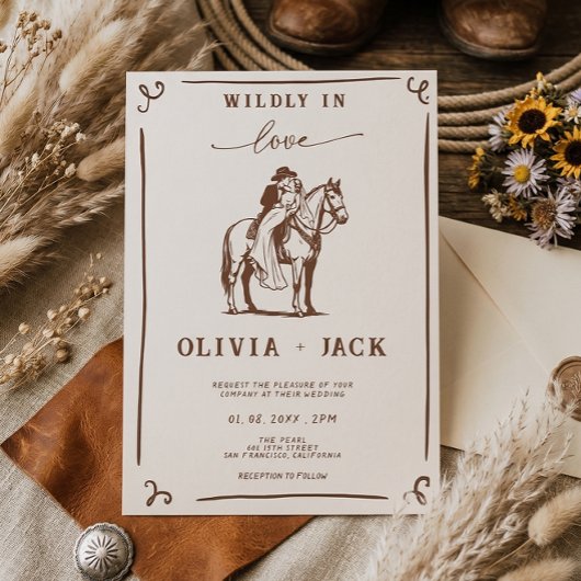 Invitation Wildly in Love Western Horse Rustic Wedding