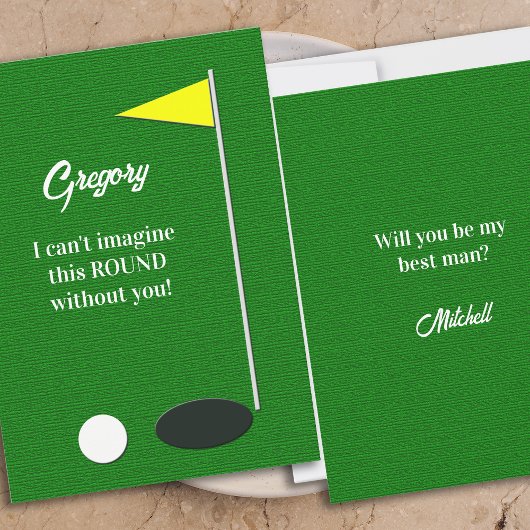 Invitation Will You Be My Best Man Golf Green Proposal Cards