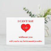 Invitation Will you be my bridesmaid? (Debout devant)
