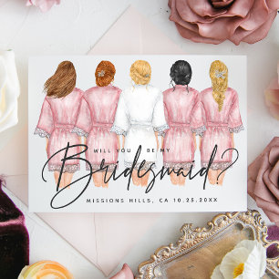 Invitation Will You Be My Bridesmaid? Girls in Robes card