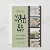 Invitation Will You Be My Bridesmaid Photo Green Reel (Devant)