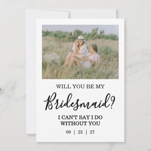 Invitation Will You Be My Bridesmaid Photo Proposal Card (Devant)