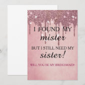 Invitation Will you be my bridesmaid? Rose Gold Dripping Invi (Devant / Derrière)