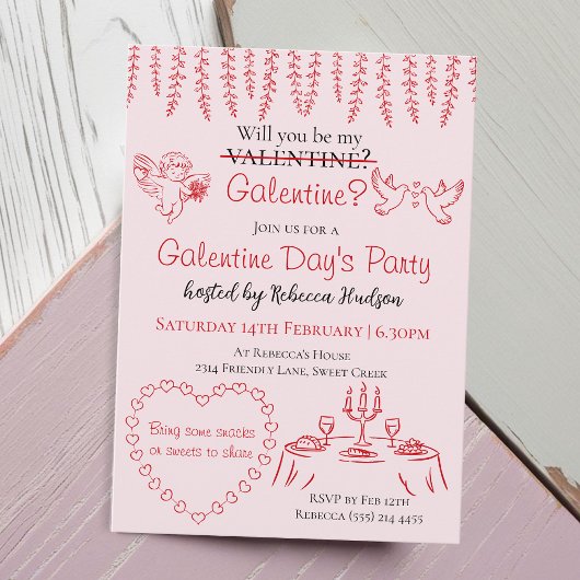 Invitation Will You Be My Galentine? Galentine Day's Party