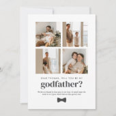 Invitation Will You Be My Godfather 4 Photo Proposal Card (Devant)
