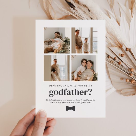 Invitation Will You Be My Godfather 4 Photo Proposal Card