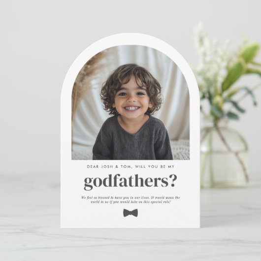 Invitation Will You Be My Godfathers Arch Photo Proposal (Debout devant)