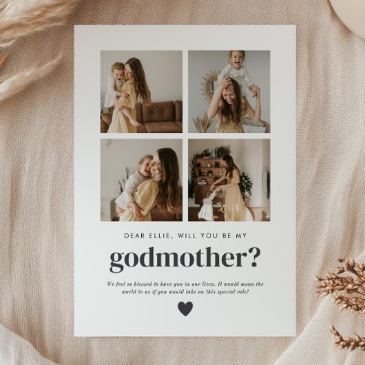 Invitation Will You Be My Godmother 4 Photo Proposal Card