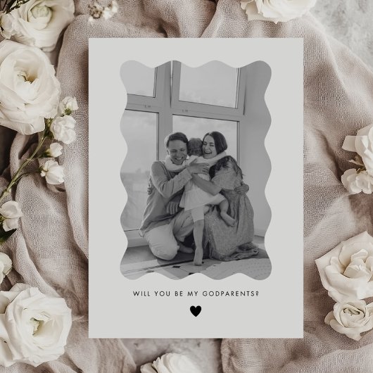 Invitation Will You Be My Godparents Wavy Photo Proposal Card