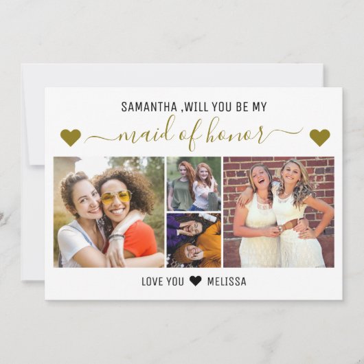 Invitation Will You Be My Maid Of Honor Proposal 4 Photo   (Devant)
