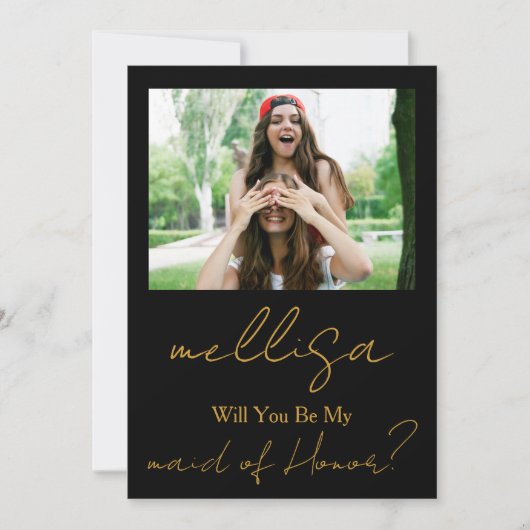 Invitation Will You Be My Maid of Honor Simple Photo  (Devant)