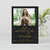 Invitation Will You Be My Maid of Honor Simple Photo  (Debout devant)