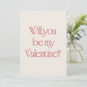 Invitation Will You Be My Valentine? Minimal Card (Debout devant)