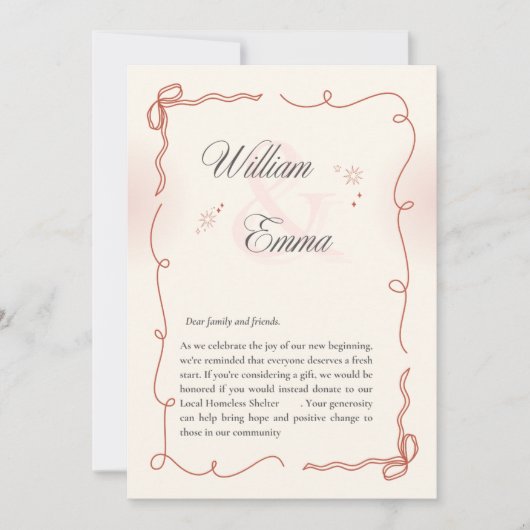 Invitation "William & Emma's Heartfelt wedding Card (Devant)